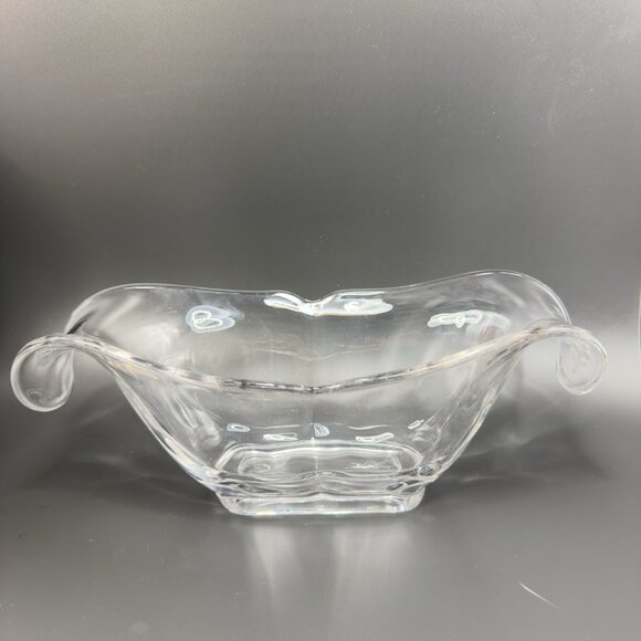 Heisey Glass Scroll Droop End Wing Oval Centerpiece Bowl Manganese 365nm UV Glow - Picture 16 of 16